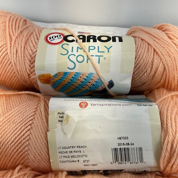 Caron Simply Soft Yarn Bundle 6 oz Light Country Peach Acrylic Medium - Picture 2 of 3